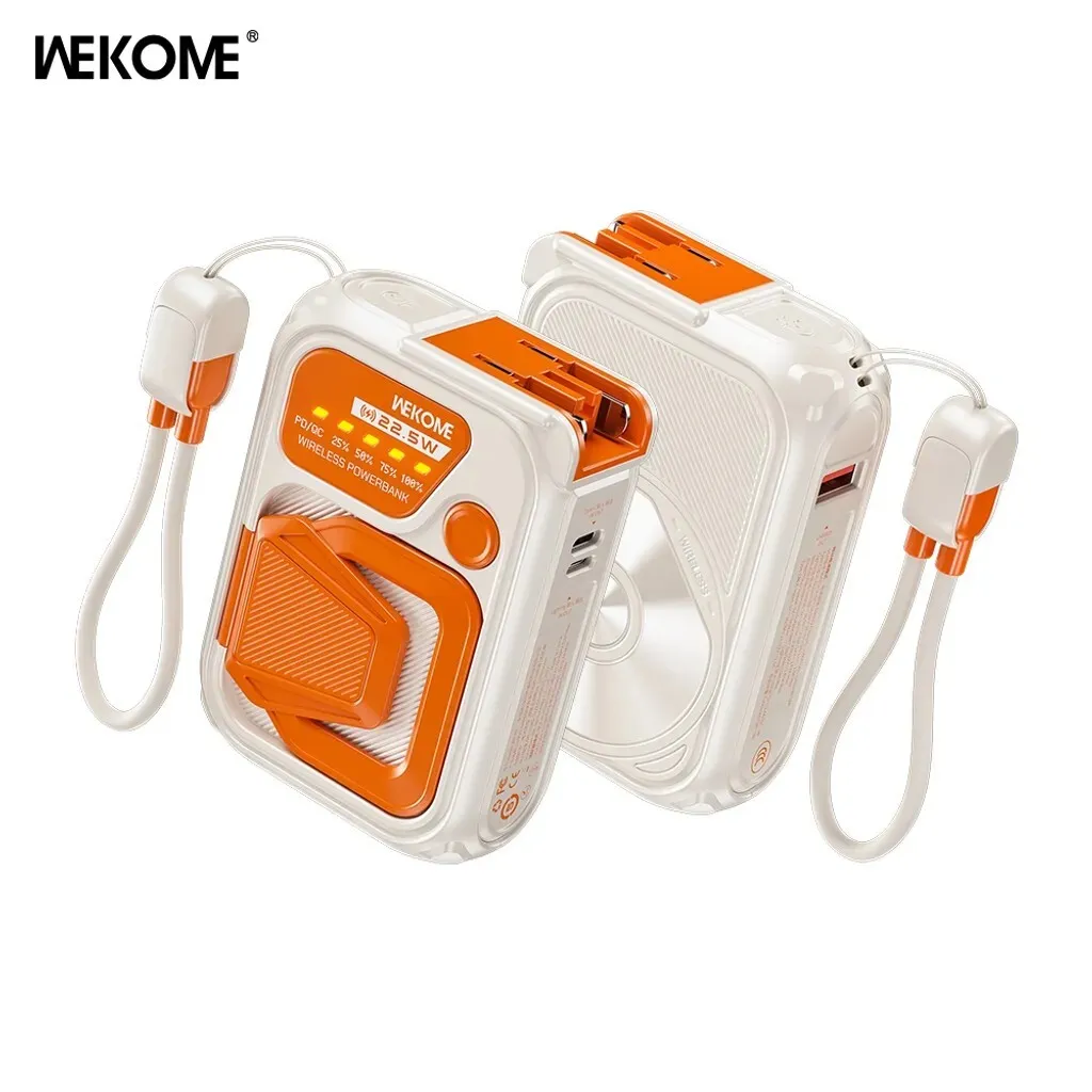 Wekome WP-89 Armour Series 10000mAh Magnetic MagSafe Power Bank 22.5W PD – 5in1 με AC Πρίζα & Stand