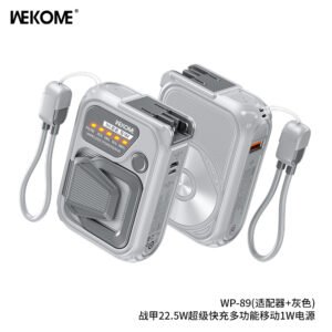 WEKOME WP-89 Magnetic Power Bank 10.000mAh 22.5W PD/QC με Ασύρματη Φόρτιση & Ενσωματωμένο Φις Πρίζας