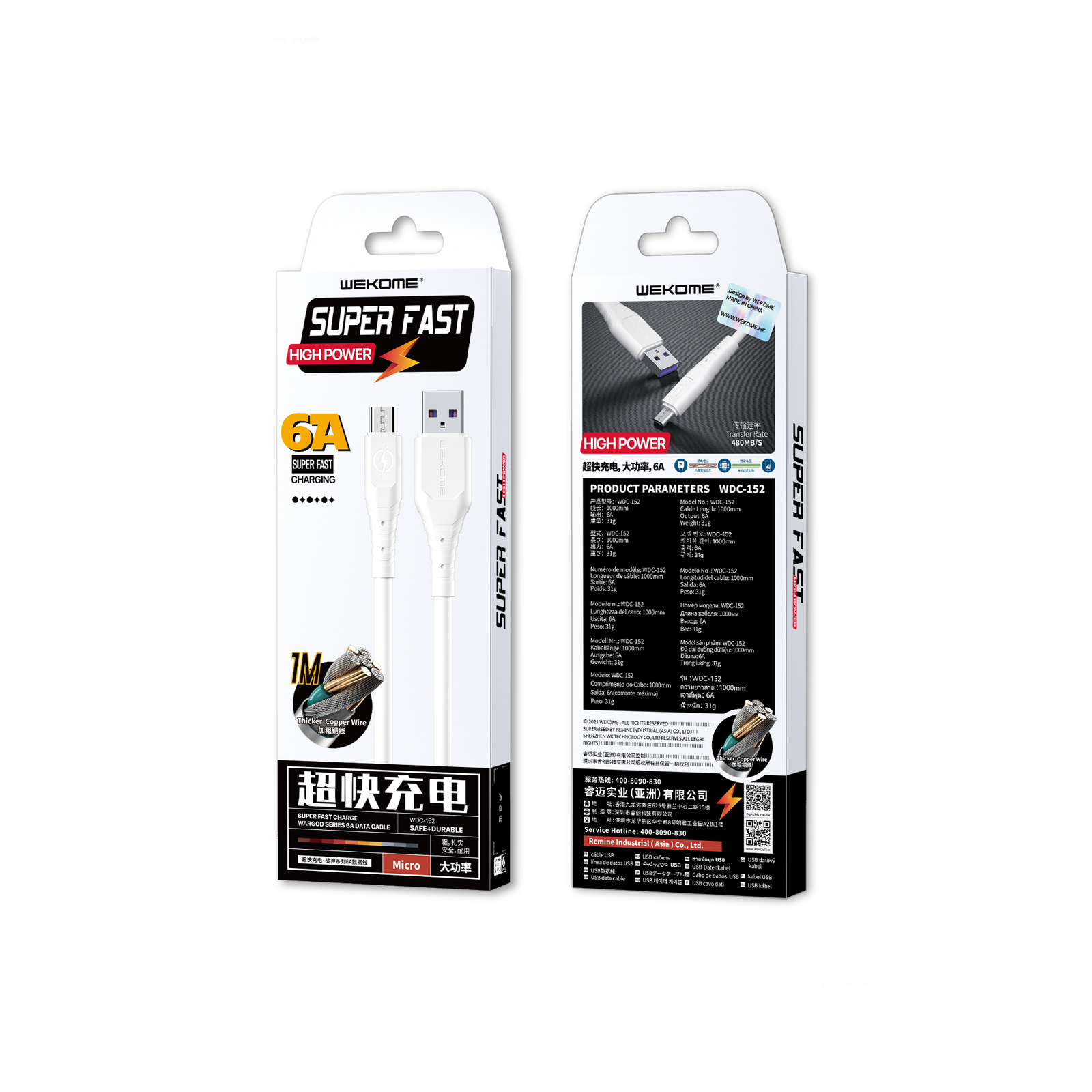 WEKOME Wargod Series WDC-152 Καλώδιο USB σε Micro-USB 6A Super Fast Charging 1m